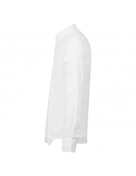 Lavorazione Sartoriale - Camicia bianca in lino slim fit per uomo | ostuni 100