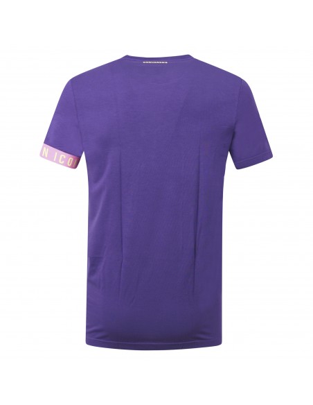 Dsquared2 - T-shirt viola manica corta con logo Icon sulla manica per uomo |