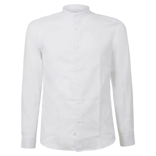 Lavorazione Sartoriale - Camicia bianca coreana slim fit con lavorazione per