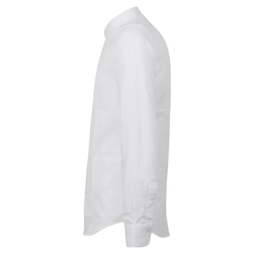 Lavorazione Sartoriale - Camicia bianca coreana slim fit con lavorazione per