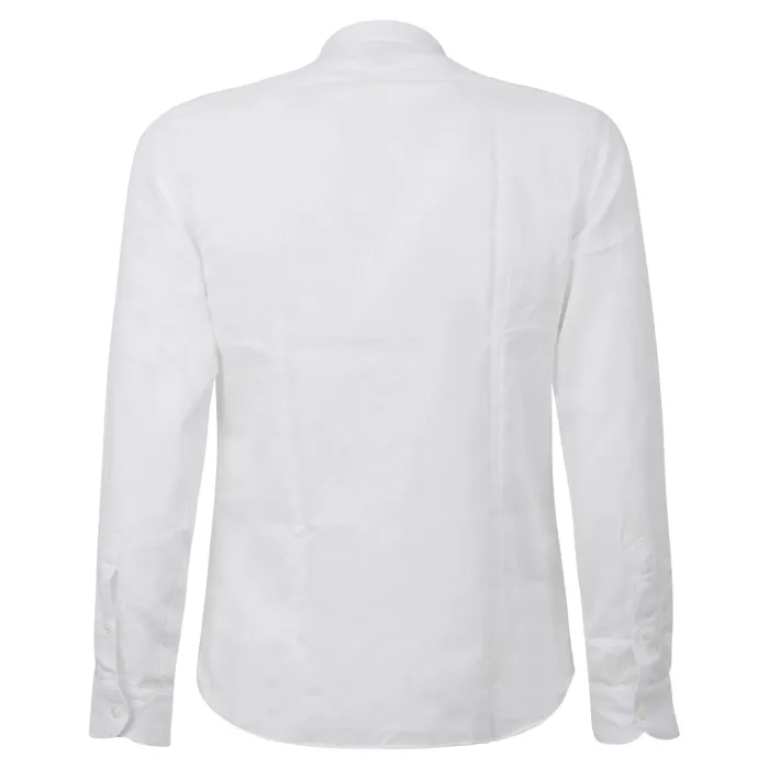Lavorazione Sartoriale - Camicia bianca coreana slim fit con lavorazione per