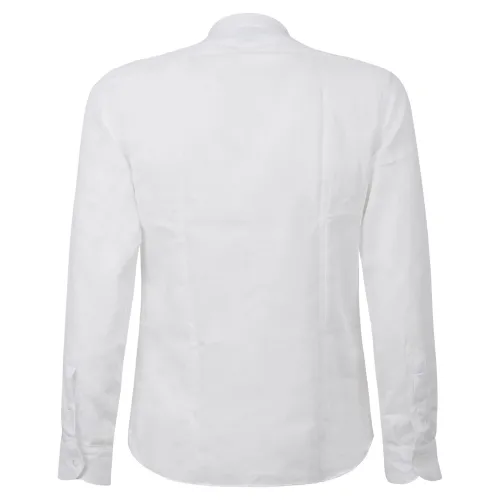 Lavorazione Sartoriale - Camicia bianca coreana slim fit con lavorazione per