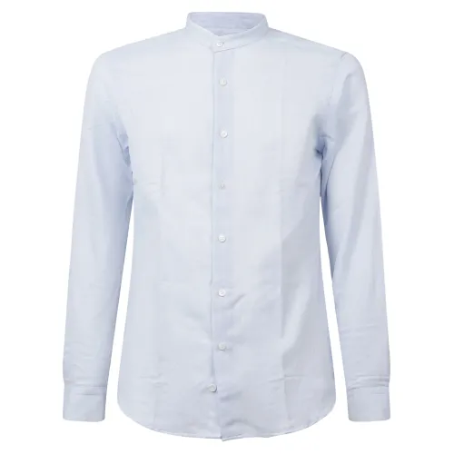 Lavorazione Sartoriale - Camicia celeste coreana slim fit con lavorazione per