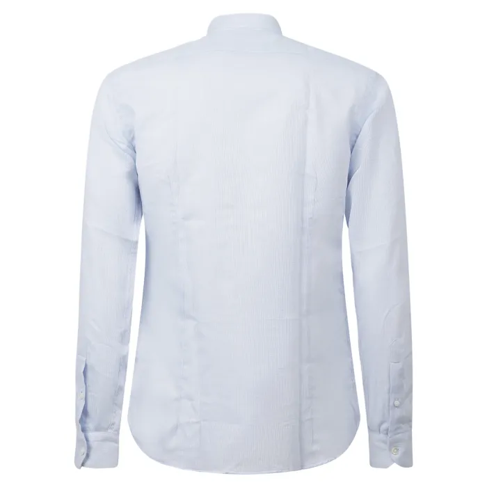 Lavorazione Sartoriale - Camicia celeste coreana slim fit con lavorazione per