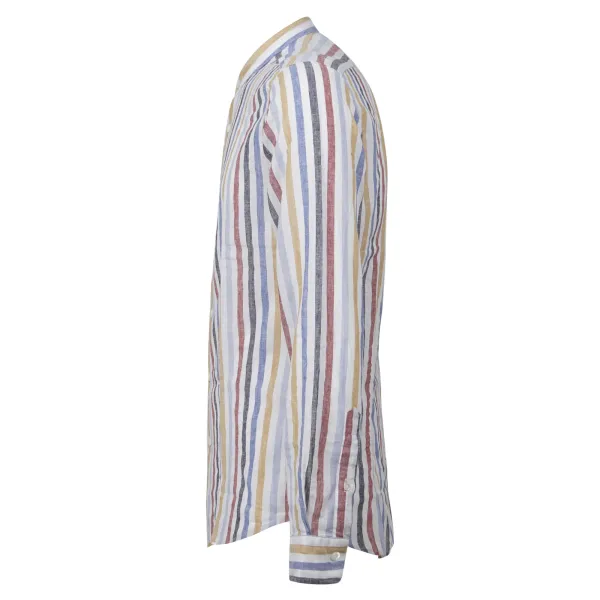 Lavorazione Sartoriale - Camicia bianca coreana a righe slim fit per uomo | 2