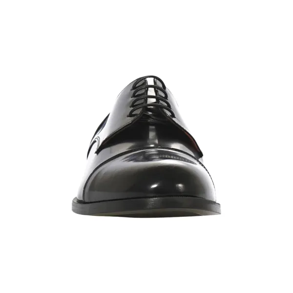 Calzoleria Marini - Scarpa derby nera con taglio spazzolata vitello per uomo | 2