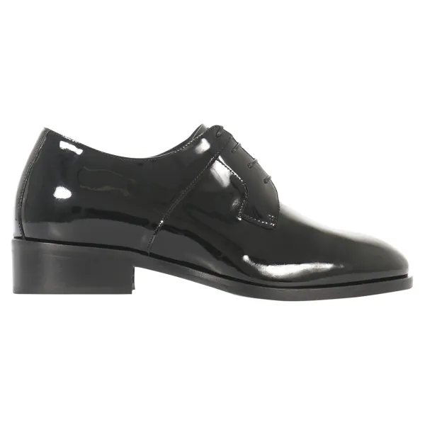 Calzoleria Marini - Scarpa derby nero vernice rialzo interno 5cm per uomo |