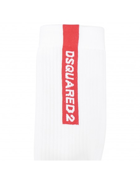 Dsquared2 - Calzini bianchi con banda verticale rossa per uomo | dfv142630