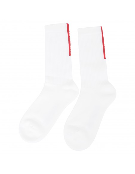 Dsquared2 - Calzini bianchi con banda verticale rossa per uomo | dfv142630