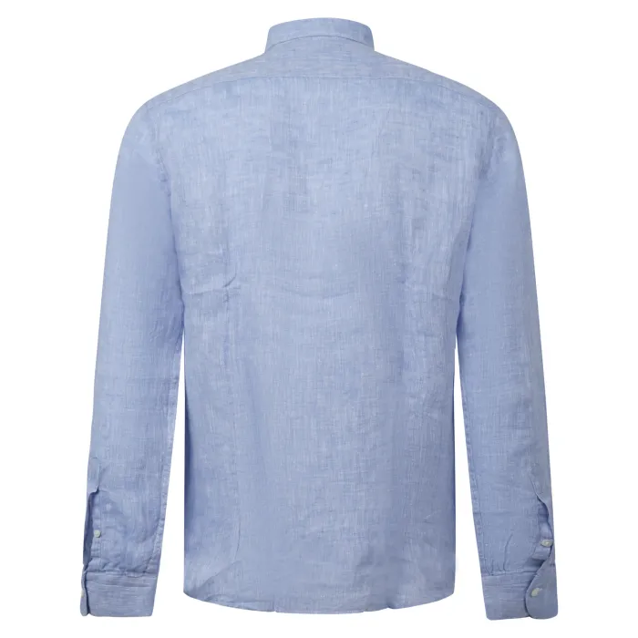 Lavorazione Sartoriale - Camicia celeste in lino custom fit per uomo | ostuni