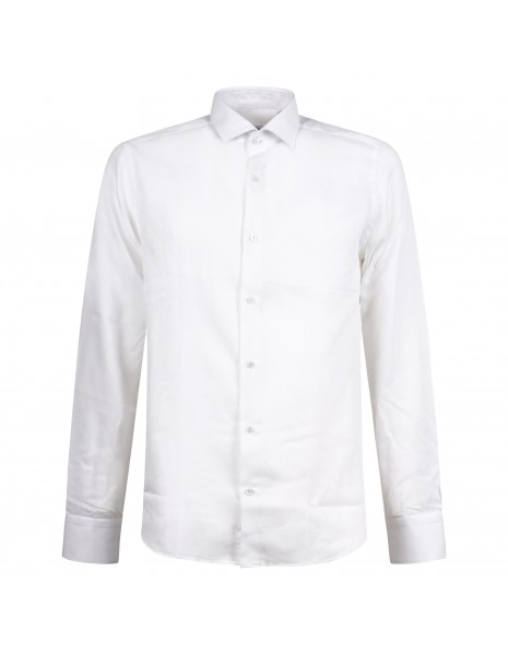 Lavorazione Sartoriale - Camicia bianca slim fit con lavorazione per uomo |