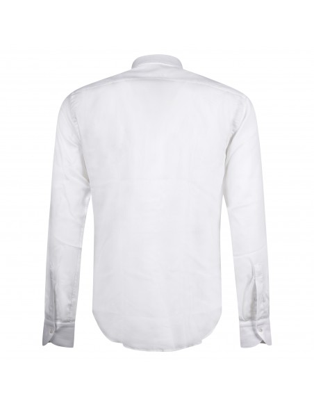 Lavorazione Sartoriale - Camicia bianca slim fit con lavorazione per uomo |