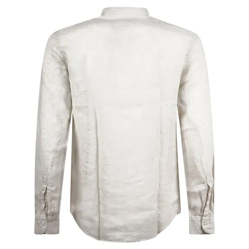 Lavorazione Sartoriale - Camicia beige coreana in lino slim fit per uomo |