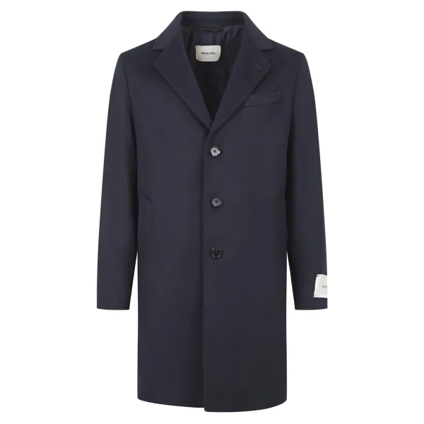 Paoloni - Cappotto blu monopetto in lana e cashmere per uomo | c202 221580 89