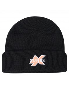 Cappello nero in lana con logo centrale