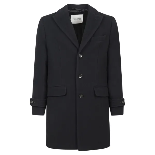 Officina36 - Cappotto nero monopetto in lana per uomo | 0492508513 nero