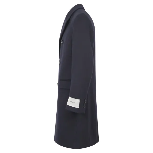 Paoloni - Cappotto blu doppiopetto in lana e cashmere per uomo | c212 221580 89 2