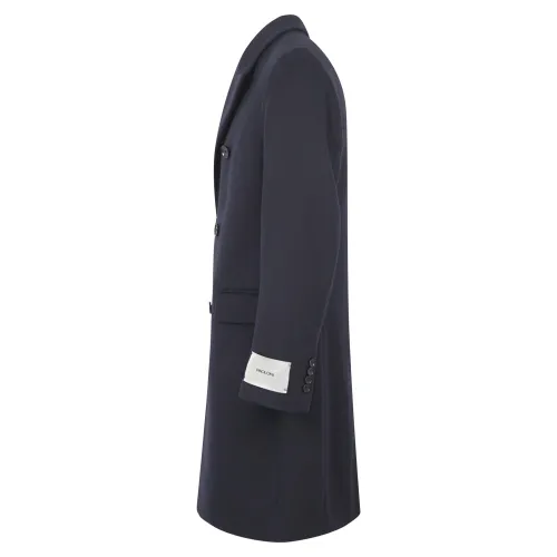 Paoloni - Cappotto blu doppiopetto in lana e cashmere per uomo | c212 221580 89