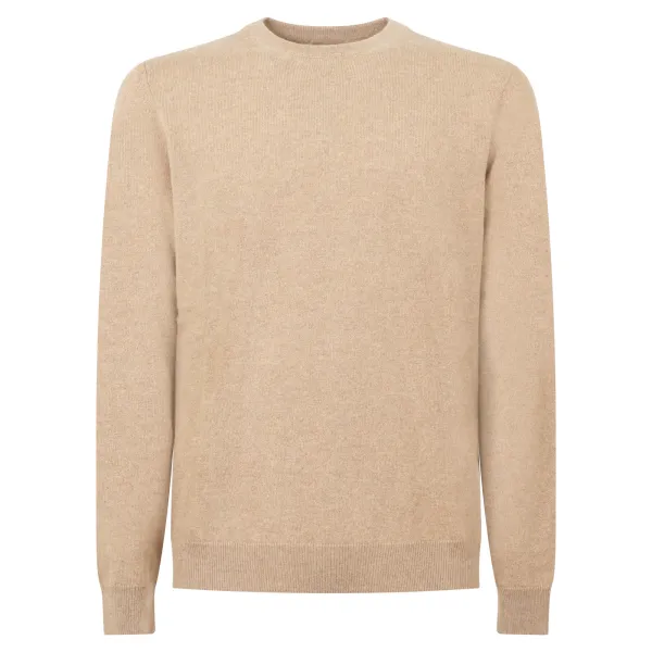+39 Masq - Maglione girocollo beige in cashmere per uomo | masq9900-12-00