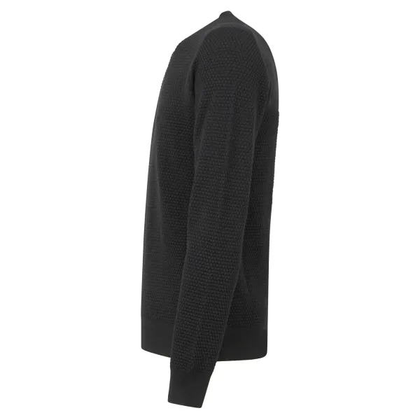 +39 Masq - Maglione girocollo nero con lavorazione in lana merino per uomo | 2