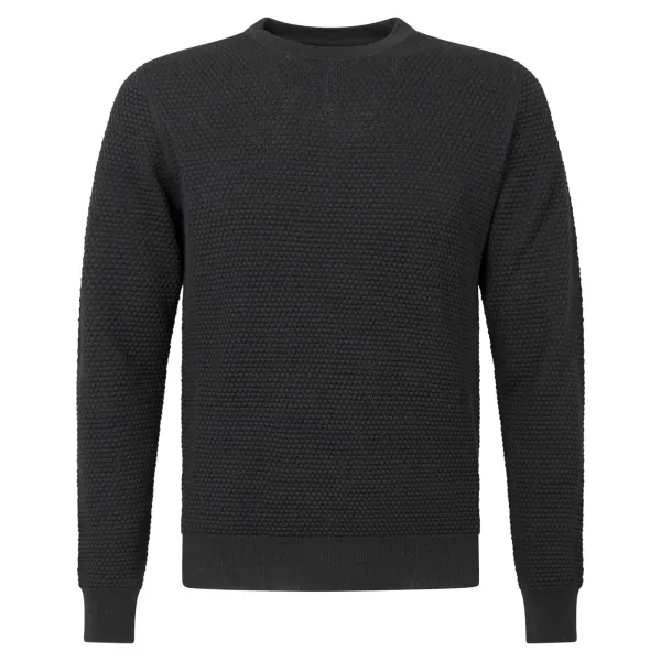 +39 Masq - Maglione girocollo nero con lavorazione in lana merino per uomo |