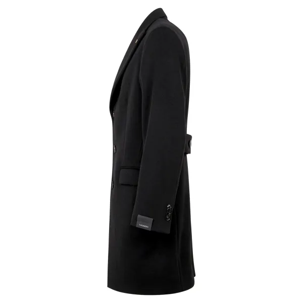Sartoria Latorre - Cappotto nero monopetto in lana e cashmere per uomo | teo 2
