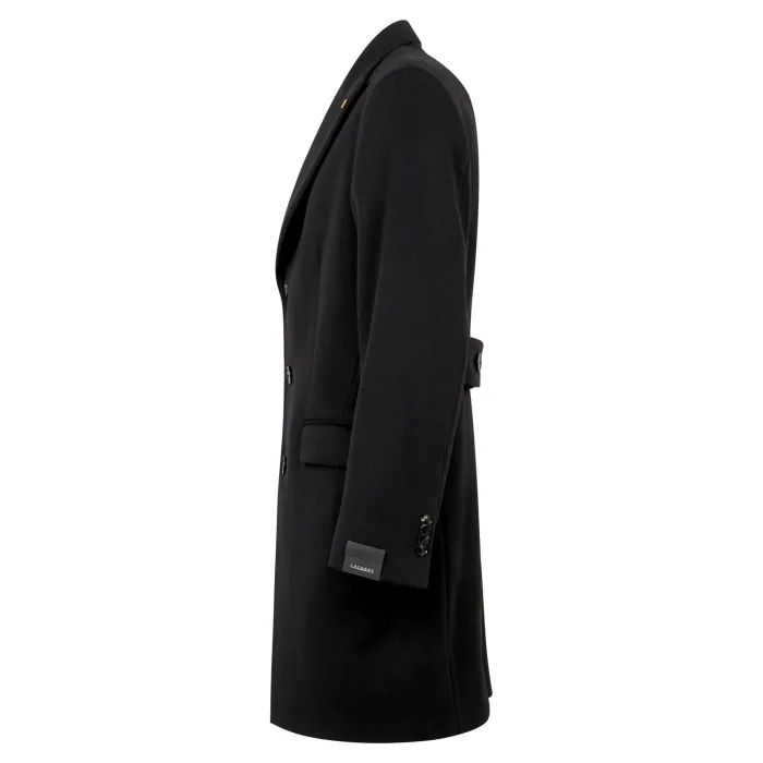 Sartoria Latorre - Cappotto nero monopetto in lana e cashmere per uomo | teo