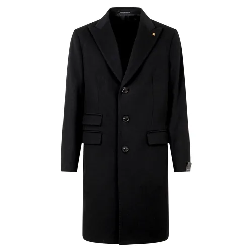 Sartoria Latorre - Cappotto nero monopetto in lana e cashmere per uomo | teo