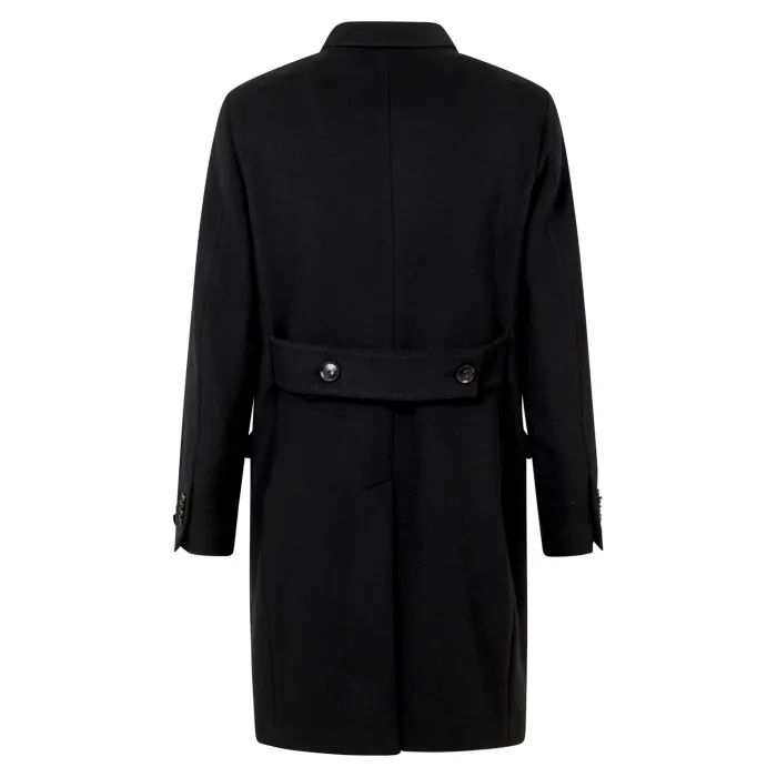 Sartoria Latorre - Cappotto nero monopetto in lana e cashmere per uomo | teo