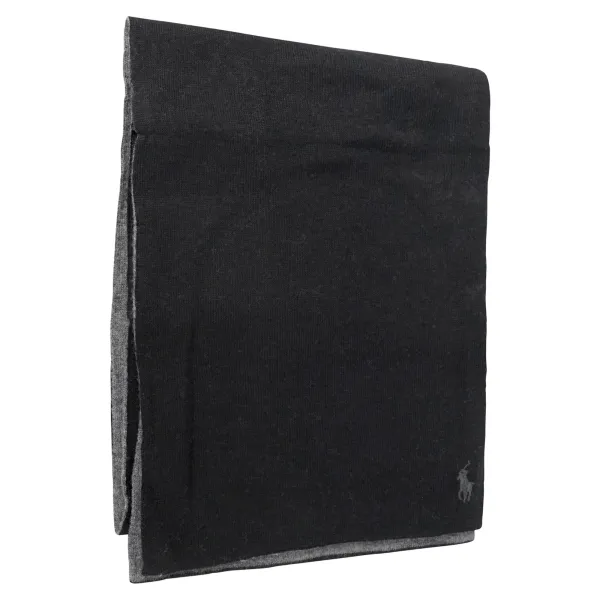 Polo Ralph Lauren - Set sciarpa e cappello neri reversibile in lana con logo 2