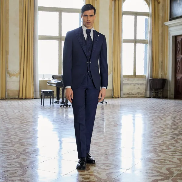 Luigi Bianchi Cerimonia - Abito Smoking damascato per uomo | 