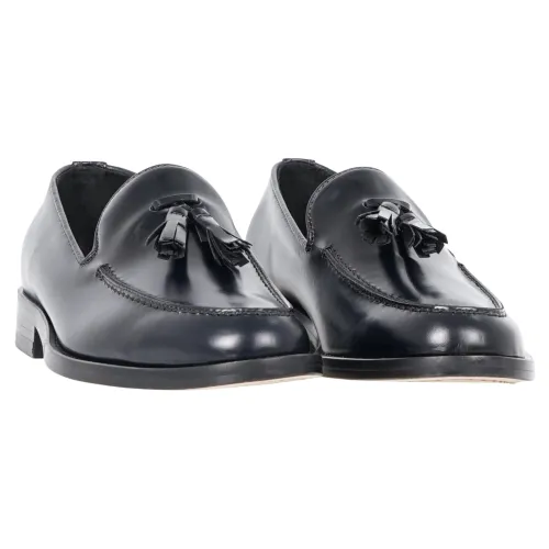 Antica Cuoieria - Mocassino pelle blu con nappine per uomo | 22676-l-vh6