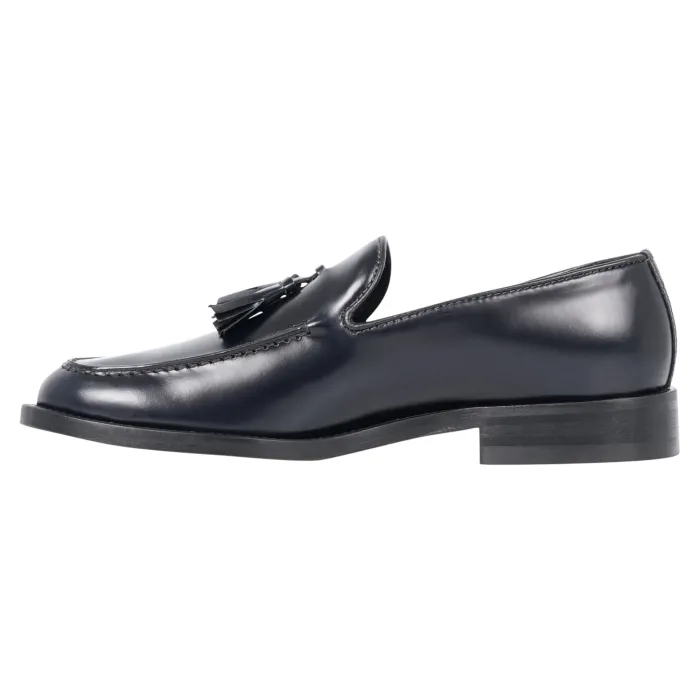 Antica Cuoieria - Mocassino pelle blu con nappine per uomo | 22676-l-vh6