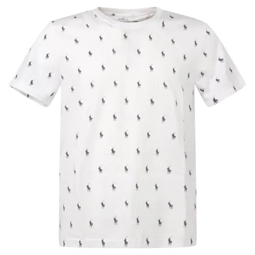 Polo Ralph Lauren - T-shirt bianca con logo stampa all over per uomo |