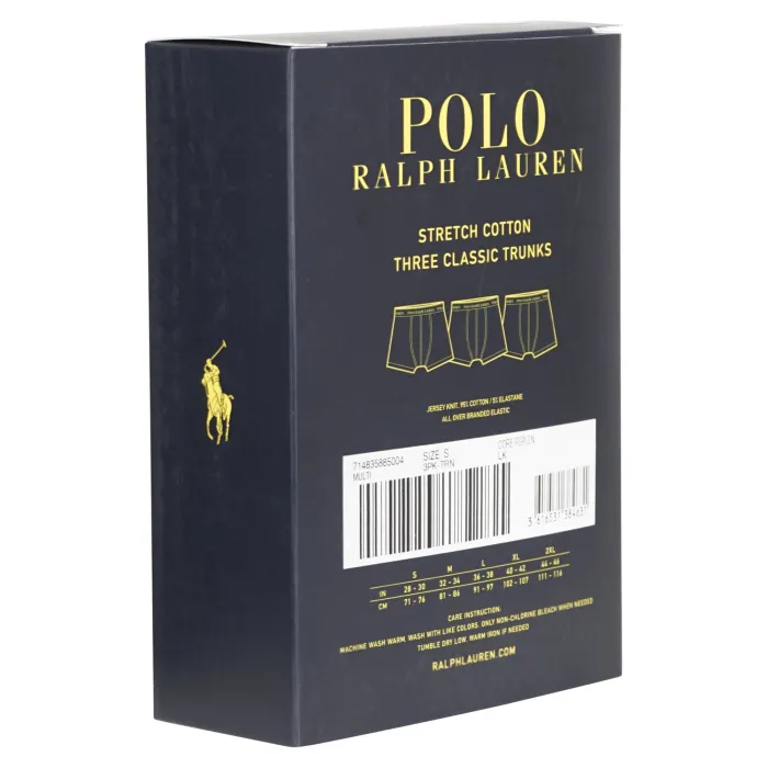Polo Ralph Lauren - Set boxer blu da 3 pezzi con elastico per uomo |
