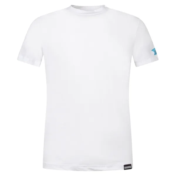 Dsquared2 - T-shirt bianca manica corta con patch logo Icon sulla manica per