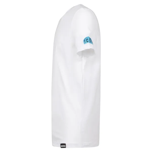 Dsquared2 - T-shirt bianca manica corta con patch logo Icon sulla manica per 2