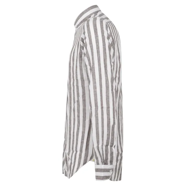 Barbati - Camicia marrone a righe in lino per uomo | ca-nerano-s123010 2