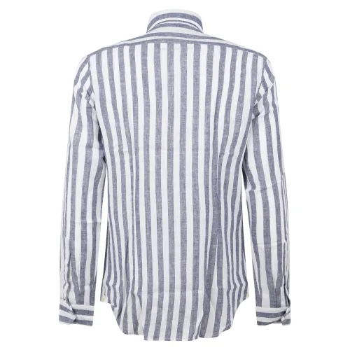 Barbati - Camicia blu a righe in lino per uomo | ca-nerano-s123010