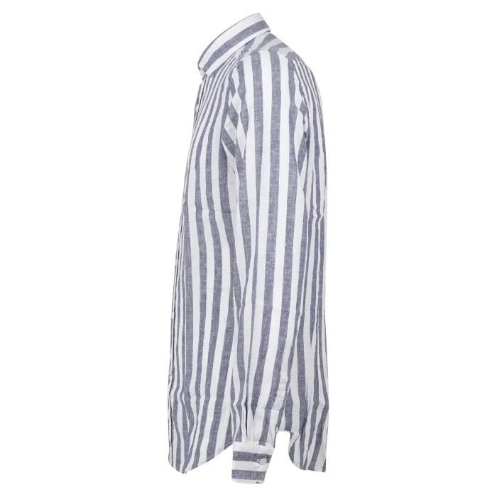 Barbati - Camicia blu a righe in lino per uomo | ca-nerano-s123010