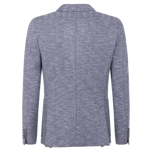 Havana & Co - Giacca blu a fantasia in jersey di cotone per uomo | h2396j
