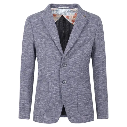 Havana & Co - Giacca blu a fantasia in jersey di cotone per uomo | h2396j