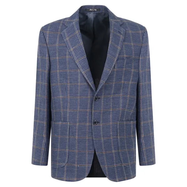 Sartoria Italiana - Giacca blu e marrone check drop 4 per uomo | giacca ser 260