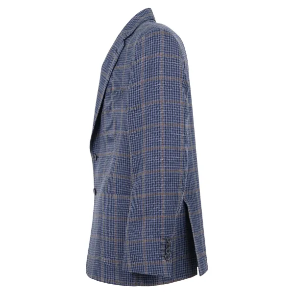 Sartoria Italiana - Giacca blu e marrone check drop 4 per uomo | giacca ser 260 2
