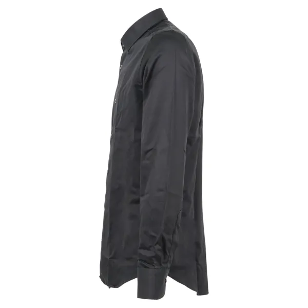 Lavorazione Sartoriale - Camicia nera slim fit per uomo | saten 200/n005 slim c2 2