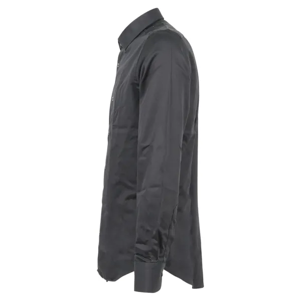 Lavorazione Sartoriale - Camicia nera custom fit per uomo | saten 200/n005 2