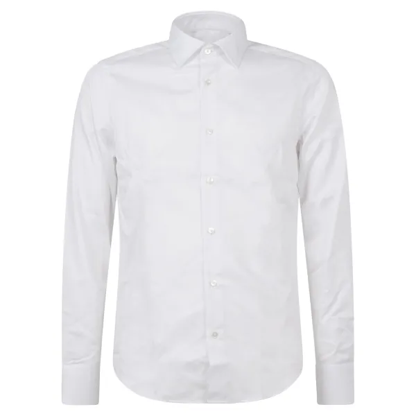 Lavorazione Sartoriale - Camicia bianca slim fit per uomo | saten 200/w001 slim