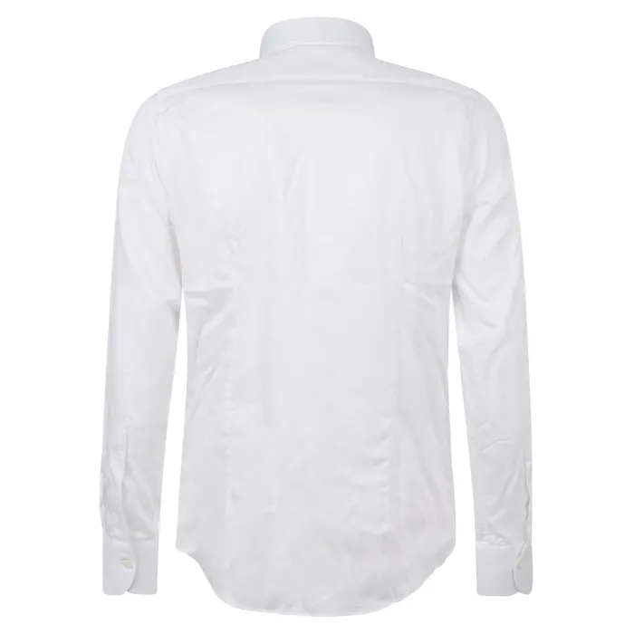 Lavorazione Sartoriale - Camicia bianca slim fit per uomo | saten 200/w001 slim
