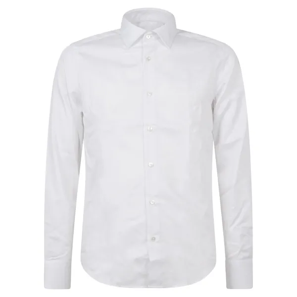 Lavorazione Sartoriale - Camicia bianca custom fit per uomo | saten 200/w001