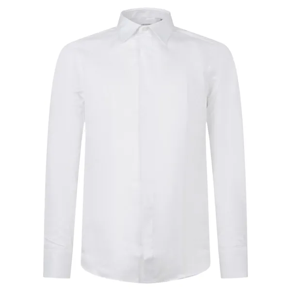 Lavorazione Sartoriale - Camicia bianca abbotonatura nascosta slim fit per uomo